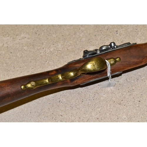 165 - A MODERN REPLICA OF A FLINTLOCK MUSKET, aluminium tube and lock BUYER MUST BE 18 YEARS OF AGE OR OVE... 