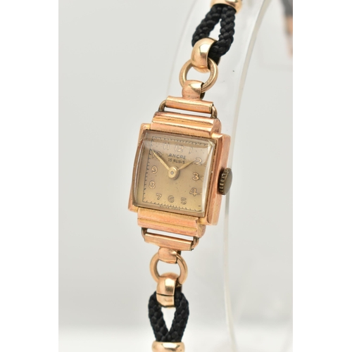 23 - TWO LADIES EARLY TO MID 20TH CENTURY WRISTWATCHES, the first a manual wind watch, square discolored ... 