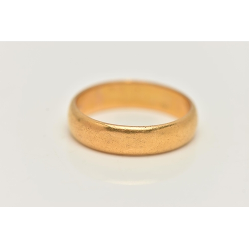 29 - A 22CT GOLD BAND RING, polished band, approximate band width 5.1mm, hallmarked 22ct Birmingham, ring... 