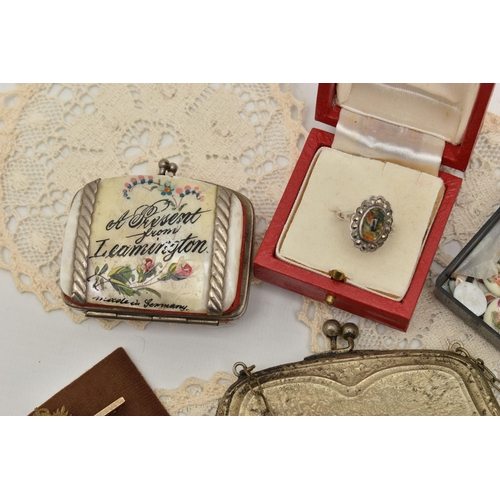 119 - A BOX OF ASSORTED ITEMS, to include an AF 9ct gold ring, hallmarked 9ct Birmingham, ring size N, app... 