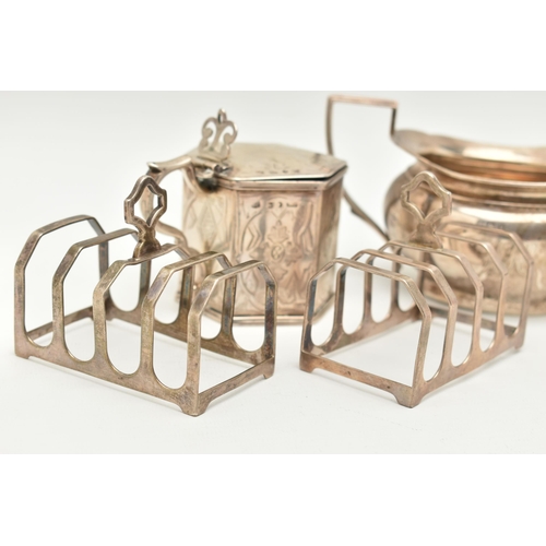 92 - ASSORTED SILVER ITEMS, to include two toast racks hallmarked 'Adie Brothers Ltd' Birmingham 1931, a ... 