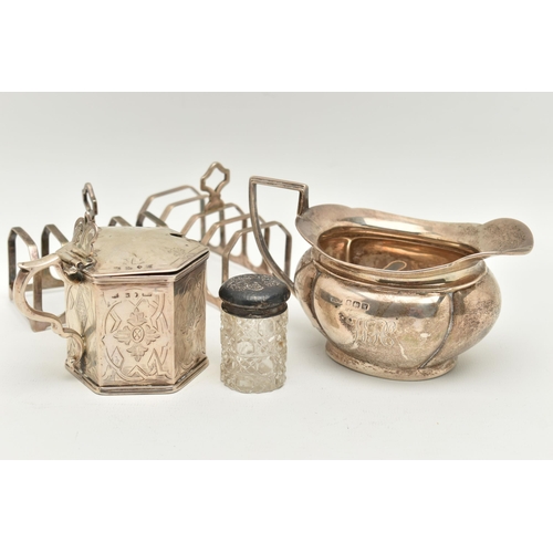 92 - ASSORTED SILVER ITEMS, to include two toast racks hallmarked 'Adie Brothers Ltd' Birmingham 1931, a ... 