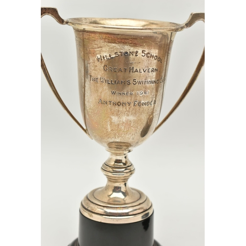 97 - TWO SILVER TROPHY CUPS, the first engraved 'Hillstone School Gt Malvern Athletic Sports 1941 Victor ... 