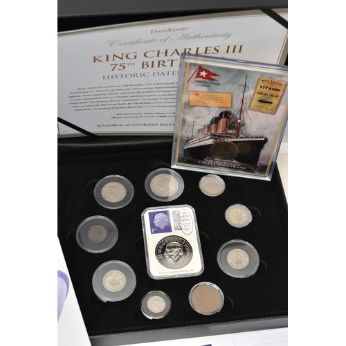 144 - A QUANTITY OF COINS BY ROYAL MINT ETC, to include a Silver Proof £5 Diana 1999 in box coa, History o... 