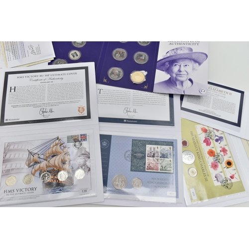 144 - A QUANTITY OF COINS BY ROYAL MINT ETC, to include a Silver Proof £5 Diana 1999 in box coa, History o... 