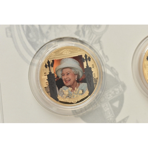 149 - THE LONDON MINT OFFICE 12X ELIZABETH II ALBUM, to include 10X gold layered coins of Elizabeths life,... 