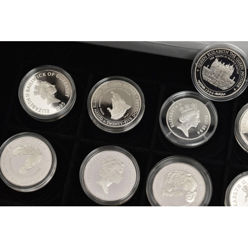 150 - A CARDBOARD BOX CONTAINING SILVER PROOF AND OTHER COINS, to include a boxed selection of Silver Proo... 