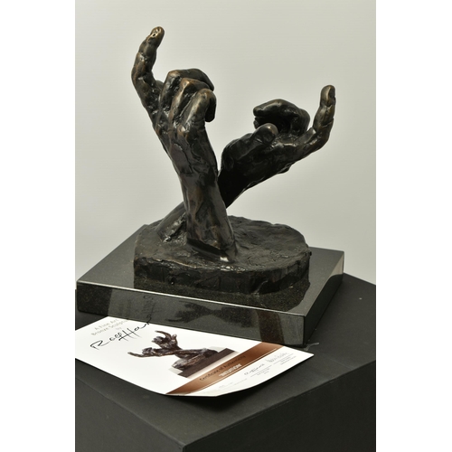 320 - ROLF HARRIS (AUSTRALIAN 1930-2023) 'INTUITION' a limited edition bronze sculpture of a pair of hands... 