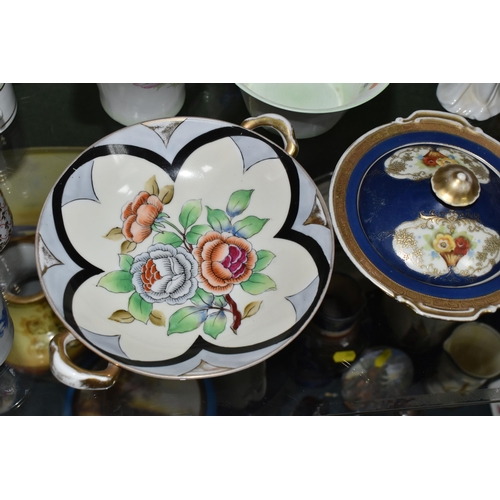 374 - THREE PIECES OF SHELLEY ANEMONE PATTERN COFFEE WARES AND TWO PIECES OF NORITAKE, the Shelley compris... 