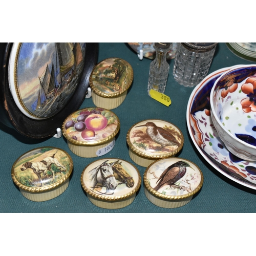 380 - A GROUP OF ROYAL DOULTON, AYNSLEY, LONGWY, ETC including two silver mounted condiment items, a Longw... 