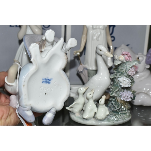 382 - A GROUP OF LLADRO AND NAO FIGURES, comprising Lladro: An Elegant Touch no 6862, sculptor Jose Santae... 