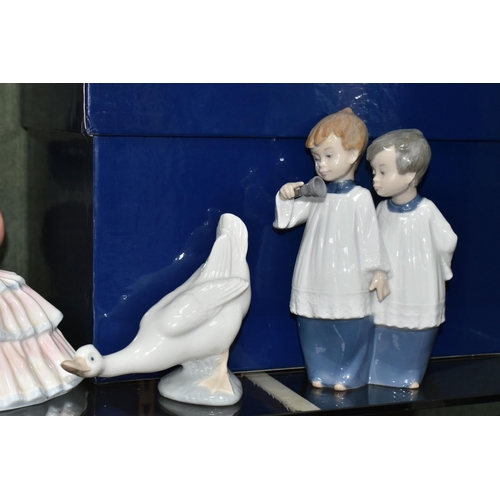 383 - A GROUP OF ROYAL DOULTON FIGURINES AND NAO FIGURES, Royal Doulton figurines comprising a boxed limit... 