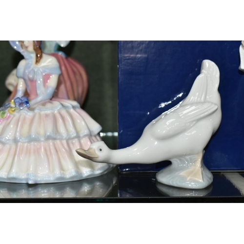 383 - A GROUP OF ROYAL DOULTON FIGURINES AND NAO FIGURES, Royal Doulton figurines comprising a boxed limit... 