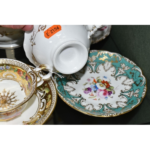 386 - A COLLECTION OF NINETEENTH CENTURY TEA WARE, all hand painted with sprays of flowers, comprising six... 