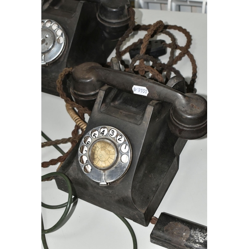 392 - FIVE BAKELITE VINTAGE TELEPHONES to include four ATM L11560.C7 table telephones in black with origin... 