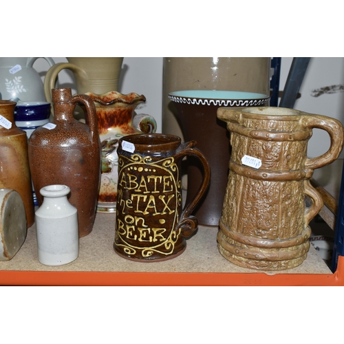 397 - A VARIETY OF STONEWARE, VASES AND JUGS to include a hand painted Brentleigh Ware water jug, a mid-ce... 