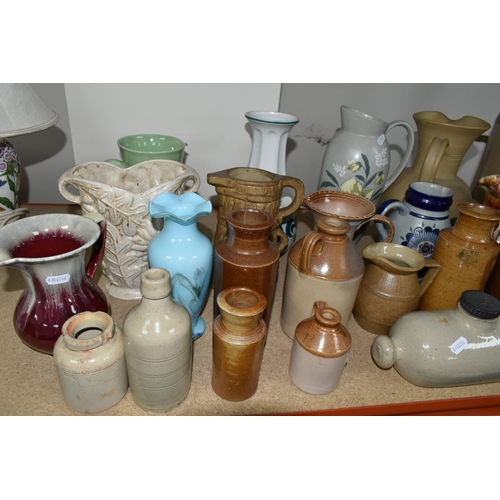 397 - A VARIETY OF STONEWARE, VASES AND JUGS to include a hand painted Brentleigh Ware water jug, a mid-ce... 