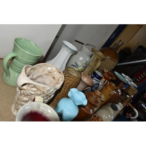 397 - A VARIETY OF STONEWARE, VASES AND JUGS to include a hand painted Brentleigh Ware water jug, a mid-ce... 