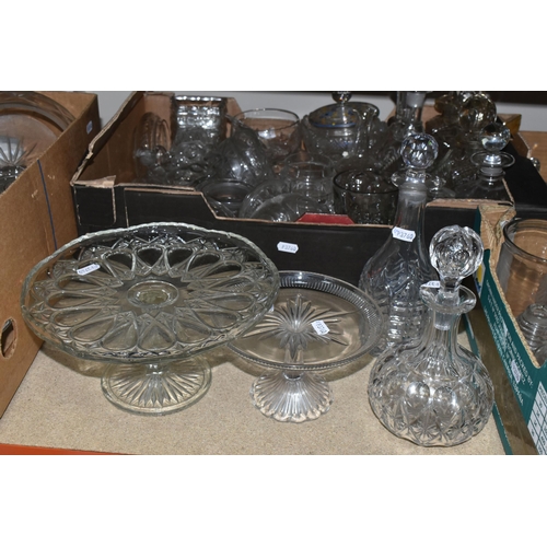 400 - SIX BOXES AND LOOSE CUT AND PRESSED CLEAR GLASSWARE to include an assortment of glasses, plates, dec... 