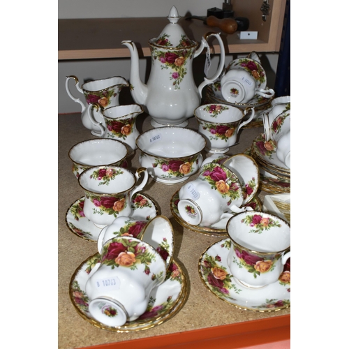 409 - A ROYAL ALBERT 'OLD COUNTRY ROSES' PATTERN COFFEE SET AND TEAWARE, comprising a coffee pot, cream ju... 