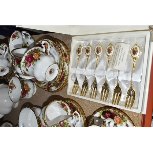 409 - A ROYAL ALBERT 'OLD COUNTRY ROSES' PATTERN COFFEE SET AND TEAWARE, comprising a coffee pot, cream ju... 