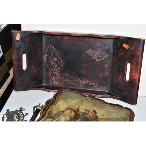 416 - A 19TH CENTURY LACQUERED GAMES BOX, with sectional interior and a collection of sixty four white bon... 