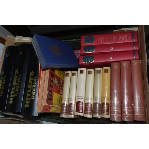 422 - ONE BOX OF BOOKS & Magazines to include six volumes of Churchill; Winston S, The Second World War fr... 