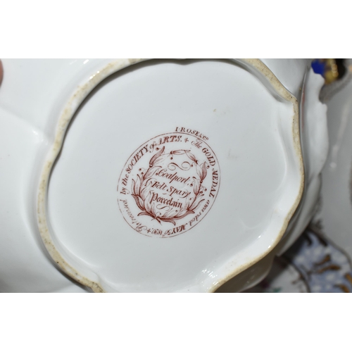 491 - FIVE PIECES OF 19TH CENTURY ENGLISH PORCELAIN, probably all Coalport, comprising a John Rose shell s... 