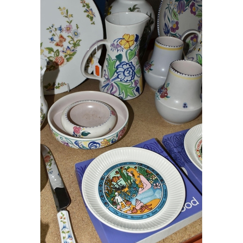 492 - A GROUP OF CERAMICS, to include nine pieces of Poole Pottery Traditional Ware including vases, talle... 