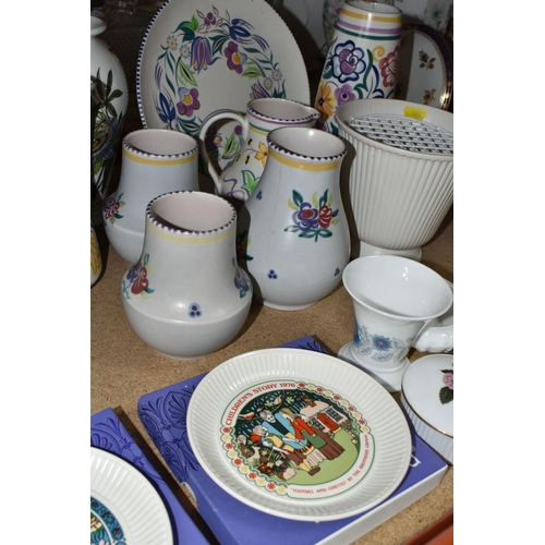 492 - A GROUP OF CERAMICS, to include nine pieces of Poole Pottery Traditional Ware including vases, talle... 