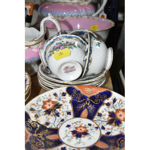 494 - A QUANTITY OF VICTORIAN AND LATER CERAMICS, including a thirty-nine pink ground Victorian tea servic... 