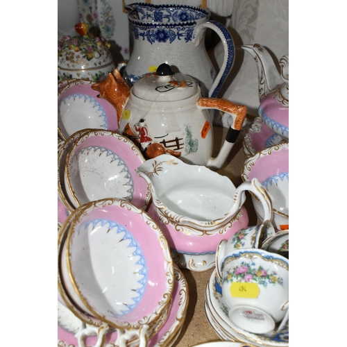 494 - A QUANTITY OF VICTORIAN AND LATER CERAMICS, including a thirty-nine pink ground Victorian tea servic... 