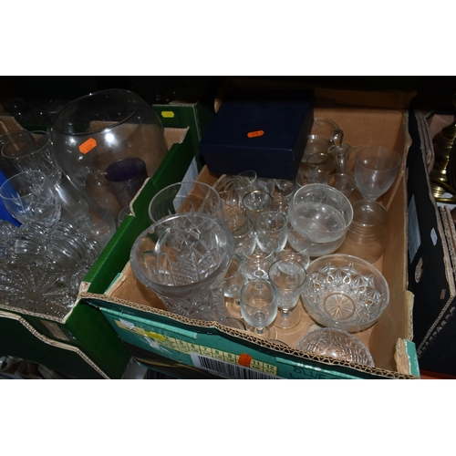 495 - FOUR BOXES OF GLASSWARE, to include a Royal Worcester Crystal vase, height 23.5cm, a Wedgwood Crysta... 