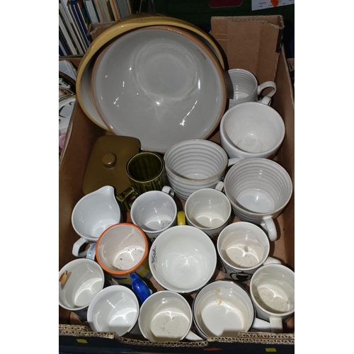 497 - SIX BOXES OF TEA AND DINNER WARES, to include a thirty four piece Royal Doulton 'Burgundy' TC1001 pa... 