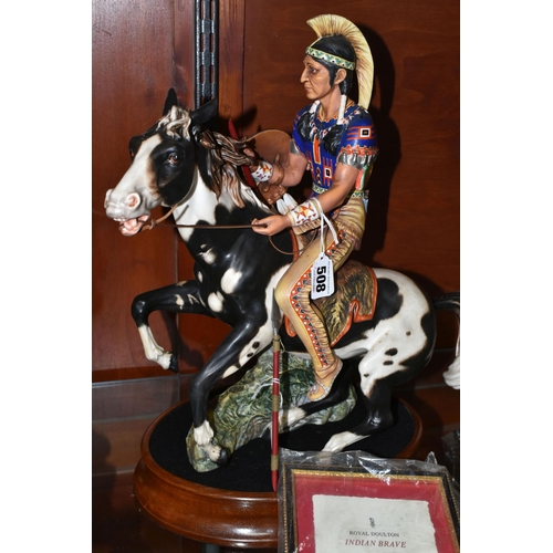 508 - A ROYAL DOULTON LIMITED EDITION EQUESTRIAN FIGURE 'INDIAN BRAVE', HN2376, no.291/500, with a separat... 