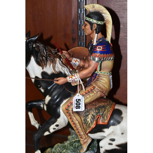 508 - A ROYAL DOULTON LIMITED EDITION EQUESTRIAN FIGURE 'INDIAN BRAVE', HN2376, no.291/500, with a separat... 