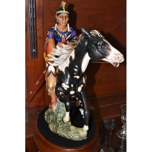 508 - A ROYAL DOULTON LIMITED EDITION EQUESTRIAN FIGURE 'INDIAN BRAVE', HN2376, no.291/500, with a separat... 