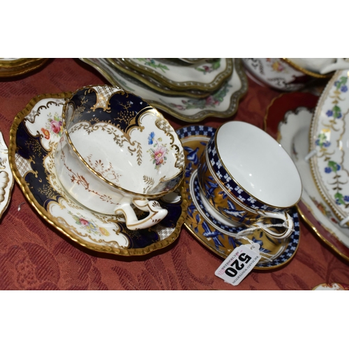 520 - A COLLECTION OF LATE 19TH / EARLY 20TH CENTURY COALPORT PORCELAIN, including a green bat wing trio, ... 