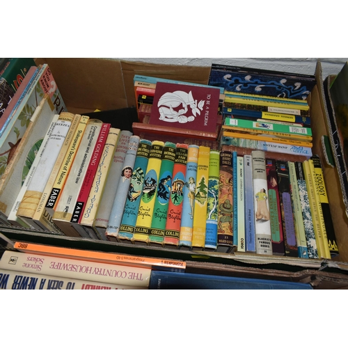 526 - SEVEN BOXES OF BOOKS to include a large quantity of 'Sharpe' novels, a selection of historical ficti... 