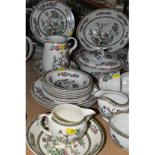 531 - A LARGE QUANTITY OF 'INDIAN TREE' PATTERNED KITCHENWARE FROM MANUFACTURERS SUCH AS JOHNSON & BROTHER... 