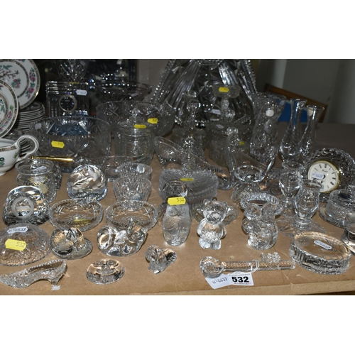 532 - A LARGE QUANTITY OF CRYSTAL CUT GLASS ORNAMENTS to include a variety of Georgian Crystal Tutbury and... 