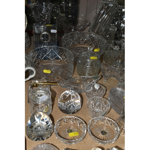 532 - A LARGE QUANTITY OF CRYSTAL CUT GLASS ORNAMENTS to include a variety of Georgian Crystal Tutbury and... 