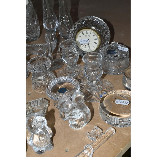 532 - A LARGE QUANTITY OF CRYSTAL CUT GLASS ORNAMENTS to include a variety of Georgian Crystal Tutbury and... 