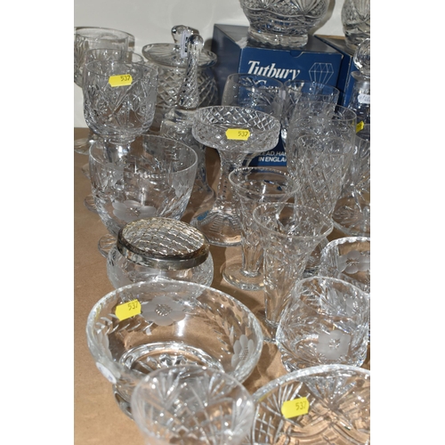 537 - A LARGE QUANTITY OF GLASSWARE to include named manufacturers such as Webb Corbett and Tutbury Crysta... 