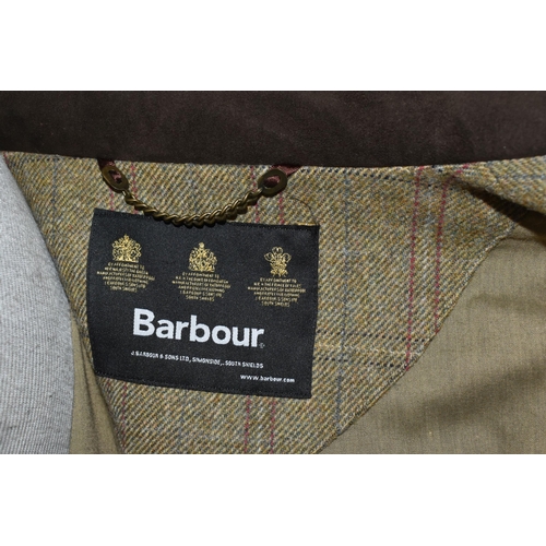 553 - FOUR GENTLEMEN'S COATS, to include a Barbour 'Pure British Wool' style T68 jacket, size XL, a dark g... 