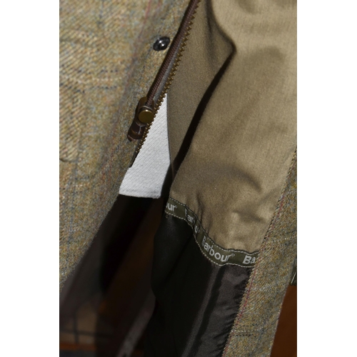 553 - FOUR GENTLEMEN'S COATS, to include a Barbour 'Pure British Wool' style T68 jacket, size XL, a dark g... 