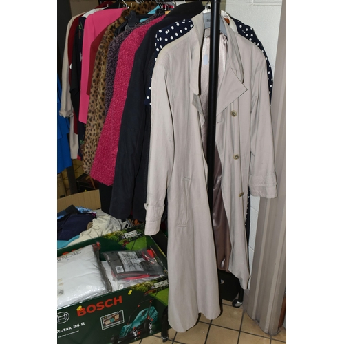 567 - NINE BOXES AND LOOSE LADIES' CLOTHING, HATS, SHOES AND HANDBAGS, to include boxed shoes UK size 5.5/... 