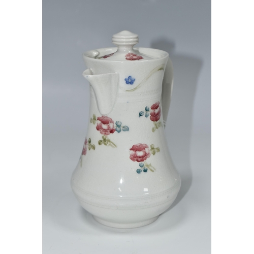 339 - A JAMES MACINTYRE & CO COFFEE POT, tube lined with roses and forget-me-nots, printed brown backstamp... 