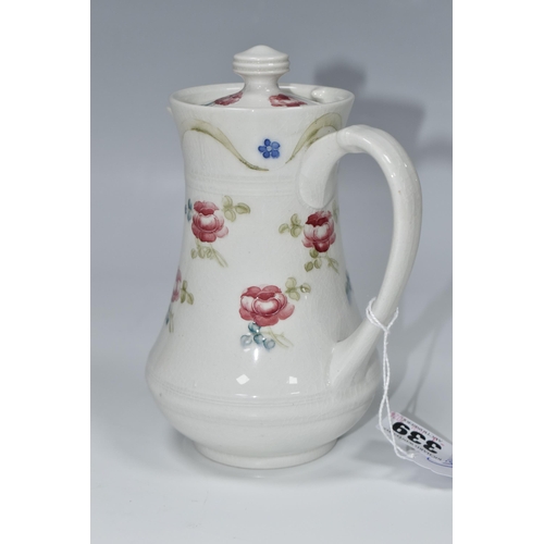 339 - A JAMES MACINTYRE & CO COFFEE POT, tube lined with roses and forget-me-nots, printed brown backstamp... 