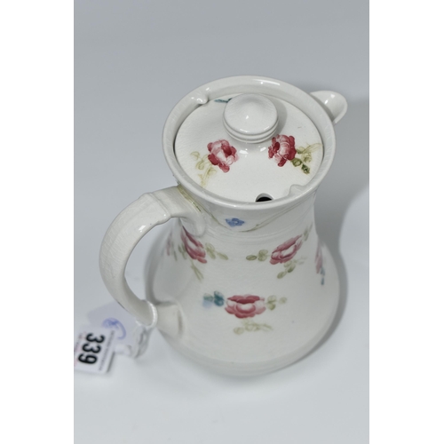 339 - A JAMES MACINTYRE & CO COFFEE POT, tube lined with roses and forget-me-nots, printed brown backstamp... 